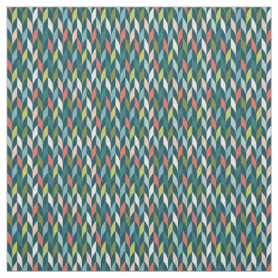 Mid-Century Modern Teal & Coral Pattern Fabric