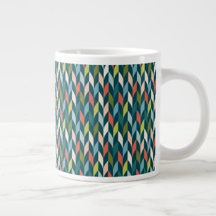 Mid-Century Modern Teal & Coral Pattern Large Coffee Mug