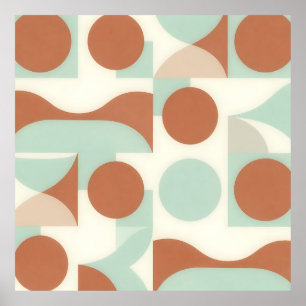 Mid Century Modern Terracotta Abstract Shapes  Poster