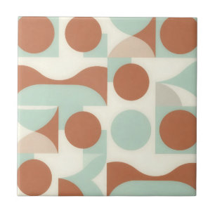 Mid Century Modern Terracotta Abstract Shapes Tile