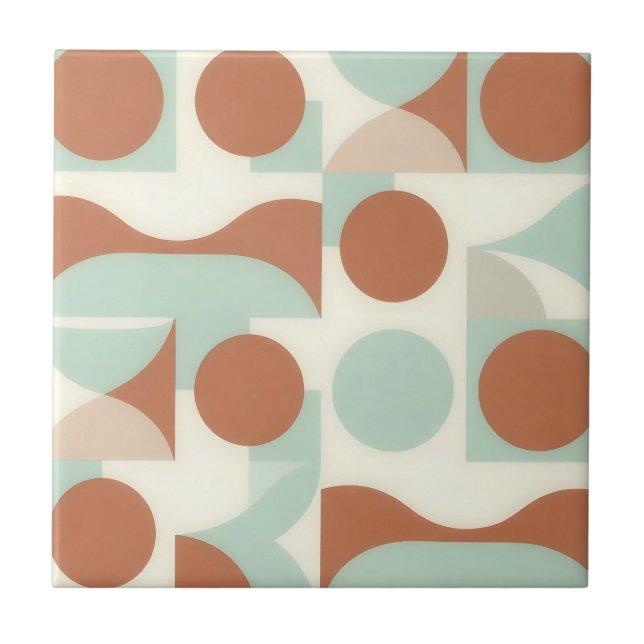 Mid Century Modern Terracotta Abstract Shapes  Tile (Front)
