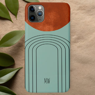 Mid Century Modern Terracotta Arch Teal Line Art Case-Mate iPhone Case