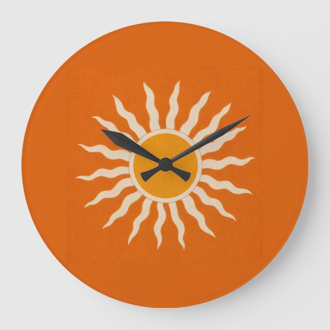 Mid-Century Modern Terracotta Sunburst Clock (Front)