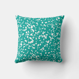 Mid-Century Modern Terrazzo Aqua Pillow