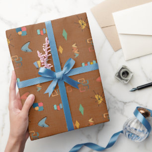 Mid Century Modern Textured Brown Wrapping Paper