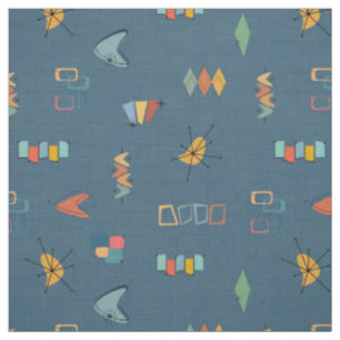 Mid Century Modern Textured Dark Blue Fabric