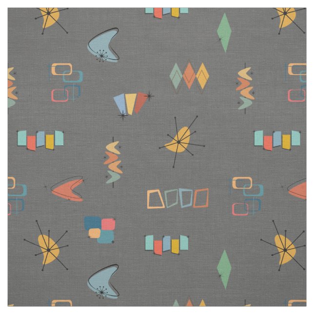 Mid Century Modern Textured Dark Grey Fabric (Swatch)