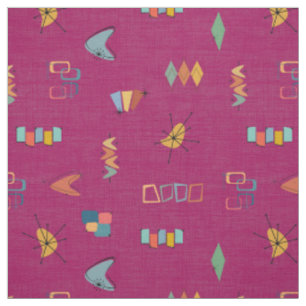 Mid Century Modern Textured Dark Pink Fabric