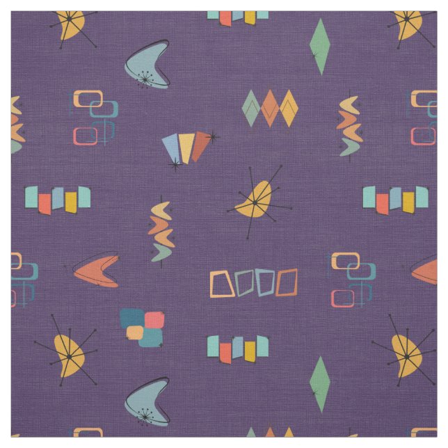 Mid Century Modern Textured Dark Purple Fabric (Swatch)