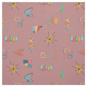 Mid Century Modern Textured Dusty Dark Strawberry Fabric