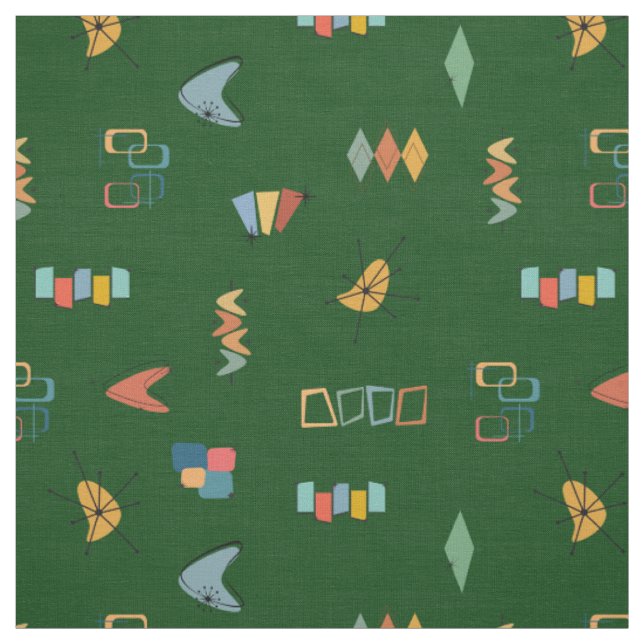 Mid Century Modern Textured Forest Green Fabric (Swatch)