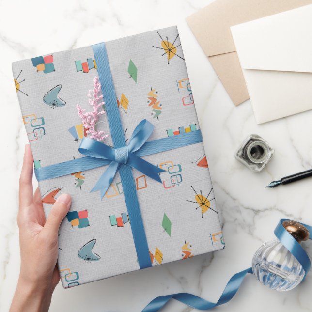 Mid Century Modern Textured Light Grey Wrapping Paper (Gifting)