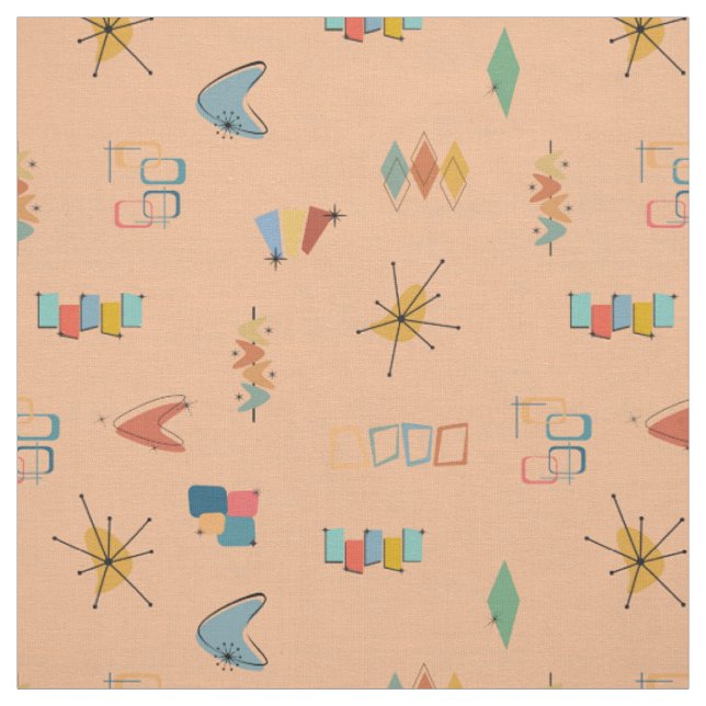 Mid Century Modern Textured Light Orange Fabric (Swatch)