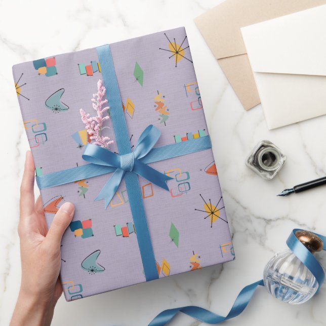 Mid Century Modern Textured Light Purple Wrapping Paper (Gifting)