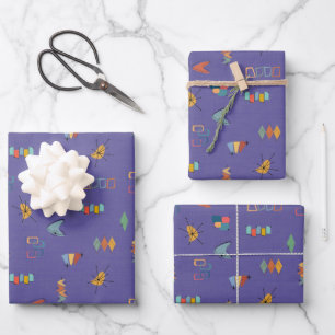 Mid Century Modern Textured Medium Purple Wrapping Paper Sheet