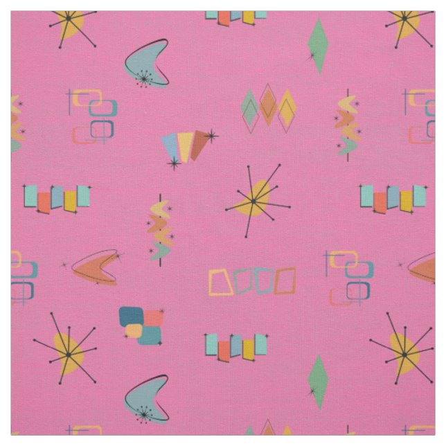 Mid Century Modern Textured Pink Fabric (Swatch)
