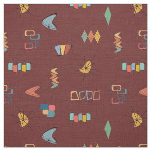 Mid Century Modern Textured Sangria Fabric