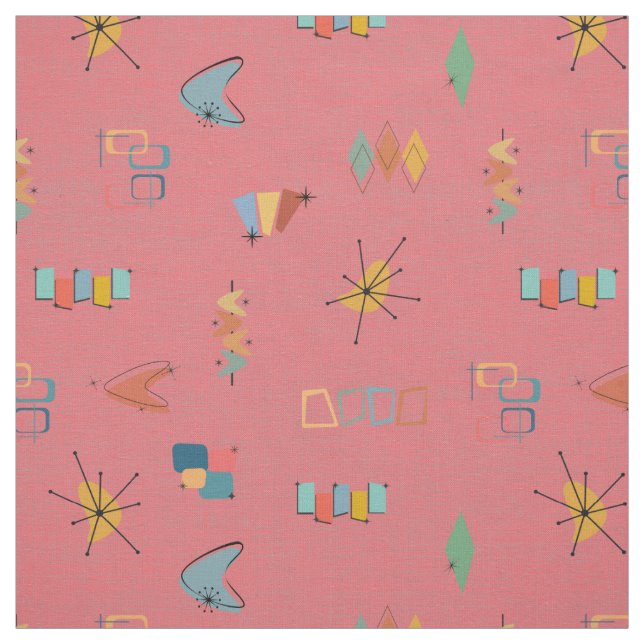 Mid Century Modern Textured Watermelon Fabric (Swatch)