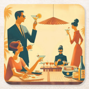 Mid Century Modern The Cocktail Critics Square Paper Coaster