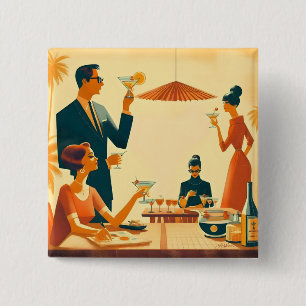 Mid Century Modern The Martini Cocktail Critics 15 Cm Square Badge