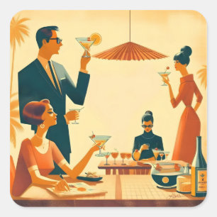 Mid Century Modern The Martini Cocktail Critics Square Sticker