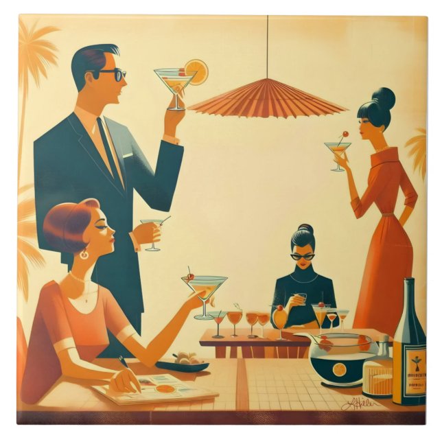 Mid Century Modern The Martini Cocktail Critics Tile (Front)