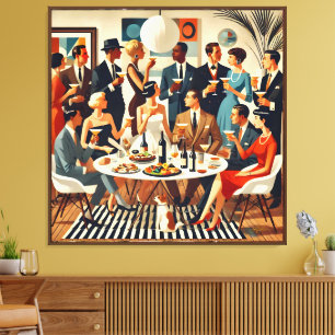 Mid Century Modern The Martini Intellectuals  Canvas Print