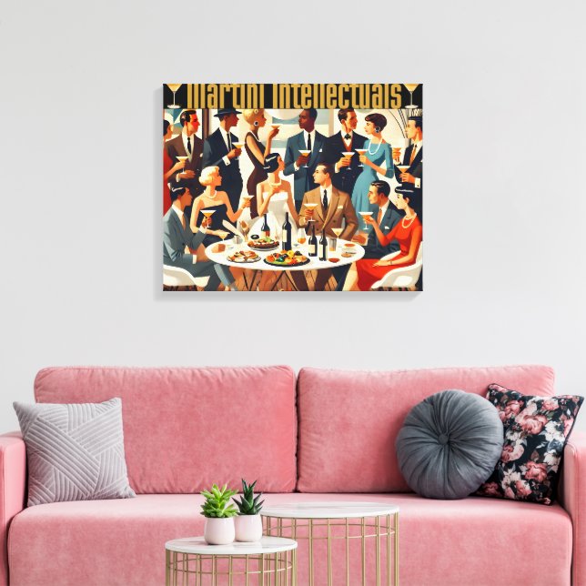 Mid Century Modern The Martini Intellectuals  Canvas Print (Insitu(LivingRoom))