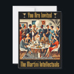 Mid Century Modern The Martini Intellectuals  Postcard<br><div class="desc">Welcome to my Mid Century Fantasy World! Designs in this store are born of growing up in a Mid Century home complete with Martini loving parents.  Break out the cocktails.  Merging fact with fantasy within Mid Century Modern,  Jazz,  Retro Futuristic,  Atomic and Space Age Designs.</div>