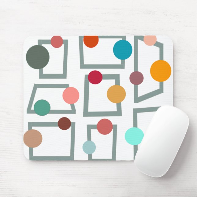 Mid-century Modern Trapezoids and Circles  Mouse Pad (With Mouse)
