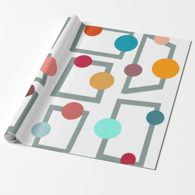 Mid-century Modern Trapezoids and Circles  Wrapping Paper (Unrolled)