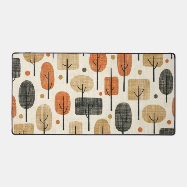 Mid Century Modern Tree Pattern Desk Mat (Front)
