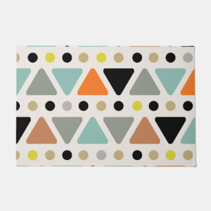 Mid Century Modern Triangles Dots Colourful Doormat