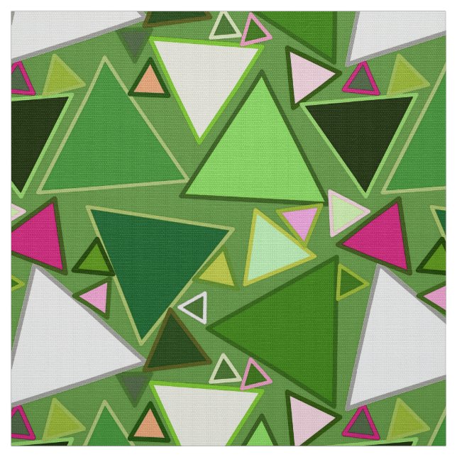 Mid-Century Modern Triangles, Lime Green Multi Fabric (Swatch)