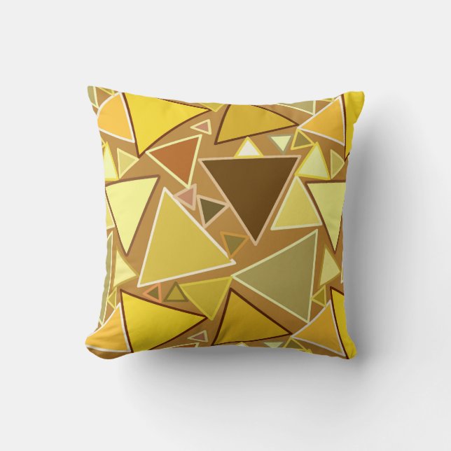 Mid-Century Modern Triangles, Mustard Yellow Cushion (Front)