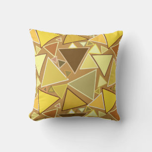 Mid-Century Modern Triangles, Mustard Yellow Outdoor Cushion