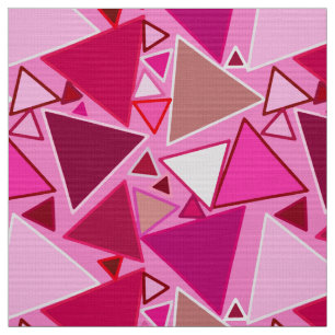 Mid-Century Modern Triangles, Pink and Burgundy Fabric