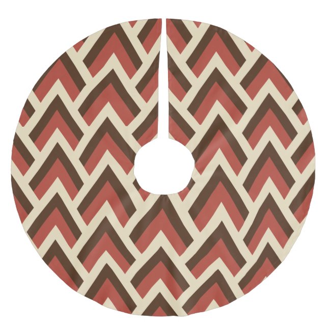 Mid Century Modern Triangles (Red) Brushed Polyester Tree Skirt (Front)