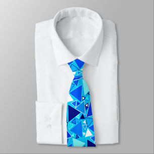 Mid-Century Modern Triangles, Shades of Blue Tie