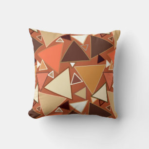 Mid-Century Modern Triangles, Tan, Brown and Beige Cushion