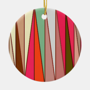 Mid-Century Modern Triangles, Taupe & Fuchsia Pink Ceramic Tree Decoration