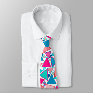 Mid-Century Modern Triangles, Turquoise and Coral Tie