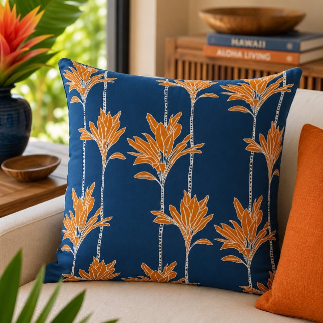 Mid Century Modern Tropical Ti Leaf Floral Cushion (Creator Uploaded)