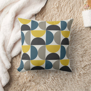 Mid-Century Modern Turmer Gunmetal and blue Cushion