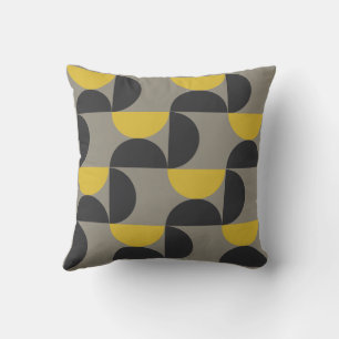 Mid-Century Modern turmeric and gunmetal grey Cushion