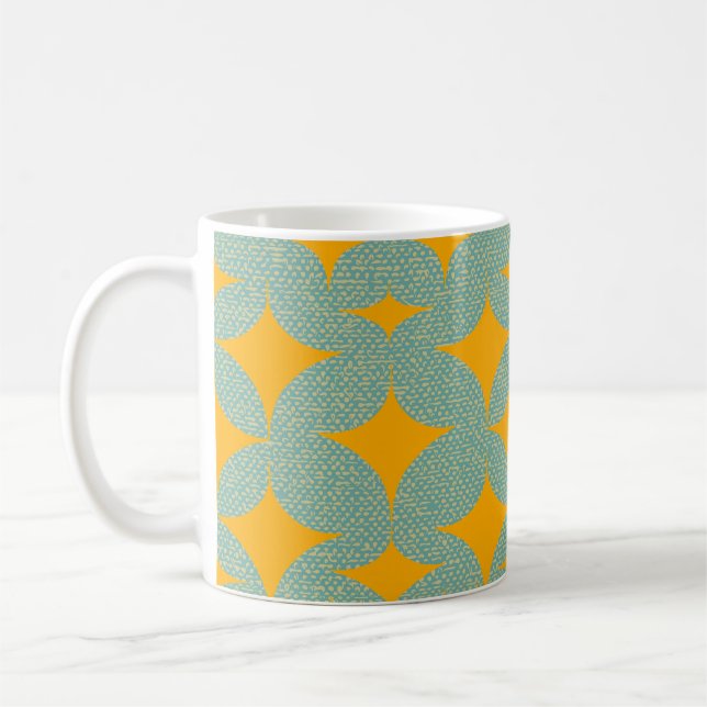 Mid Century Modern Turquoise Diamond  Coffee Mug (Left)