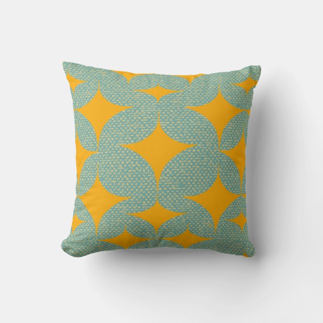 Mid Century Modern Turquoise Diamond  Cushion (Front)