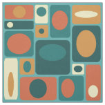 Mid Century Modern Turquoise Rectangles Fabric