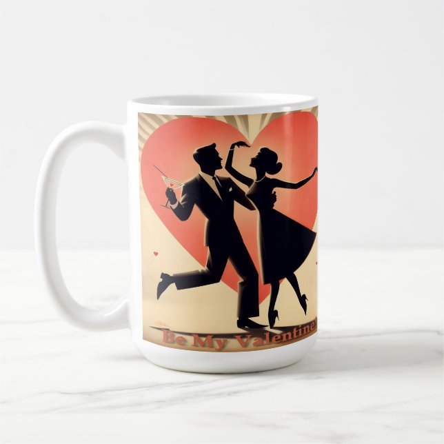 Mid Century Modern Valentine Dancing Couple  Coffee Mug (Left)
