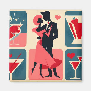 Mid Century Modern Valentine Dancing Couple Magnet
